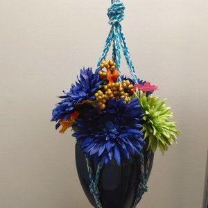Serenity and Luxe Blue & Cream Crochet Planter Hanger